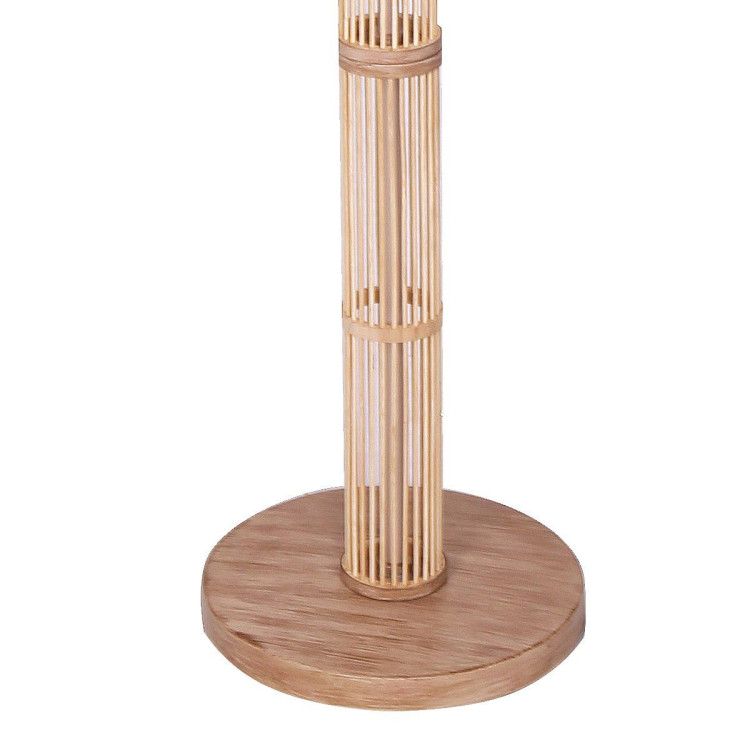 Rattan Floor Lamp With Off-White Linen Shade by Sarantino image 5