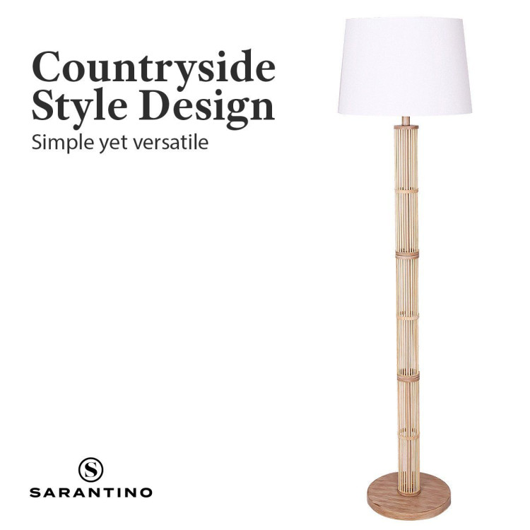 Sarantino Rattan Floor Lamp With Off-White Linen Shade image 6