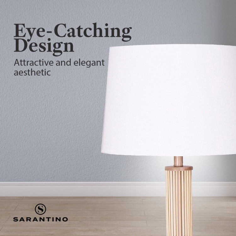 Rattan Floor Lamp With Off-White Linen Shade by Sarantino image 7