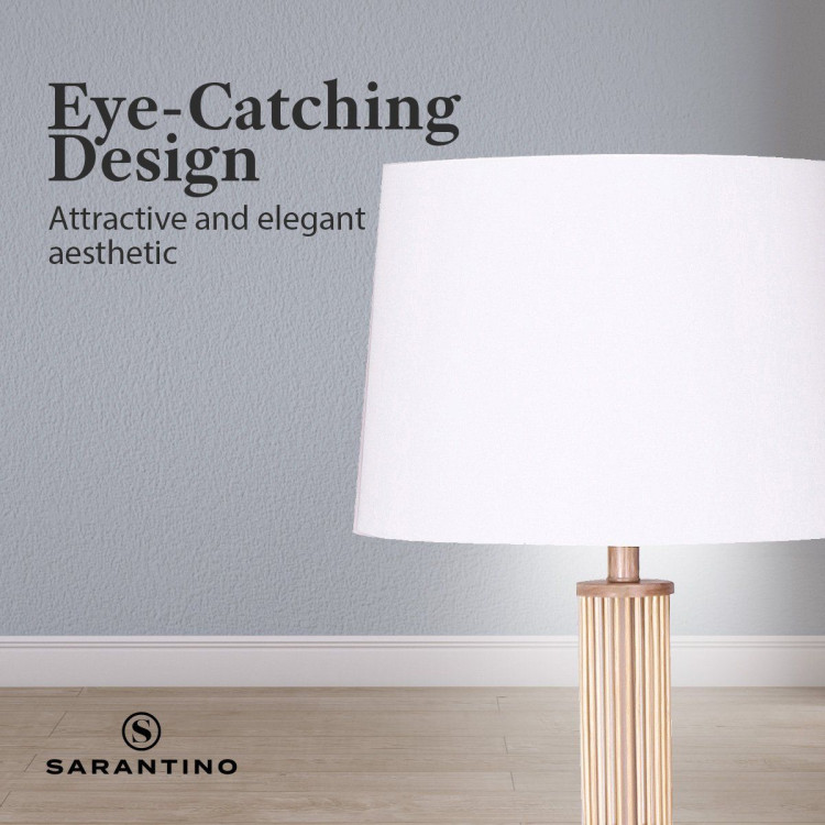 Sarantino Rattan Floor Lamp With Off-White Linen Shade image 7