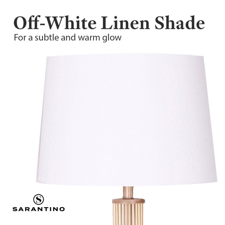 Rattan Floor Lamp With Off-White Linen Shade by Sarantino image 8