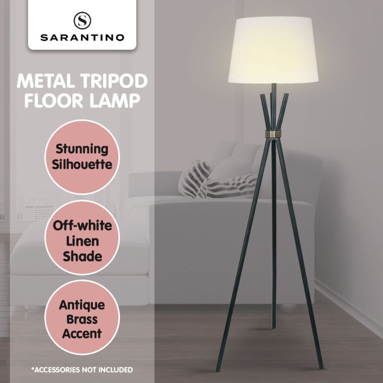 Sarantino Tripod Floor Lamp in Metal and Antique Brass image 7