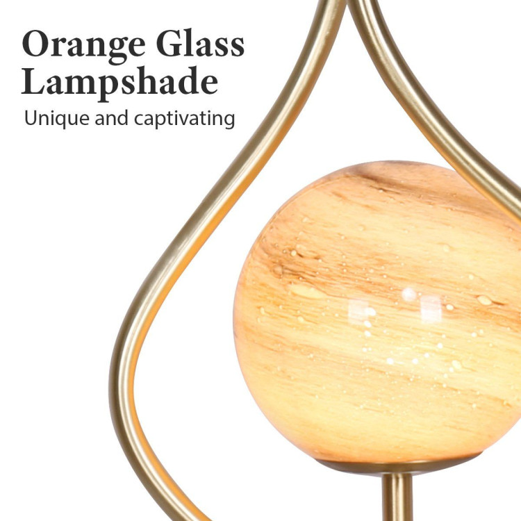 Sarantino Sculptural Orange Glass Table Lamp with White Marble Base image 7