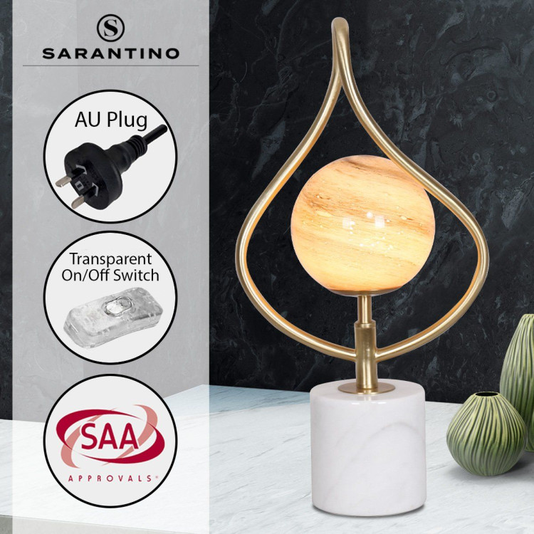 Sarantino Sculptural Orange Glass Table Lamp with White Marble Base image 9