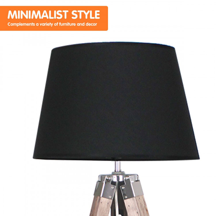 Timber Tripod Floor Lamp Shade Adjustable Height Linen Taper Fabric image 4
