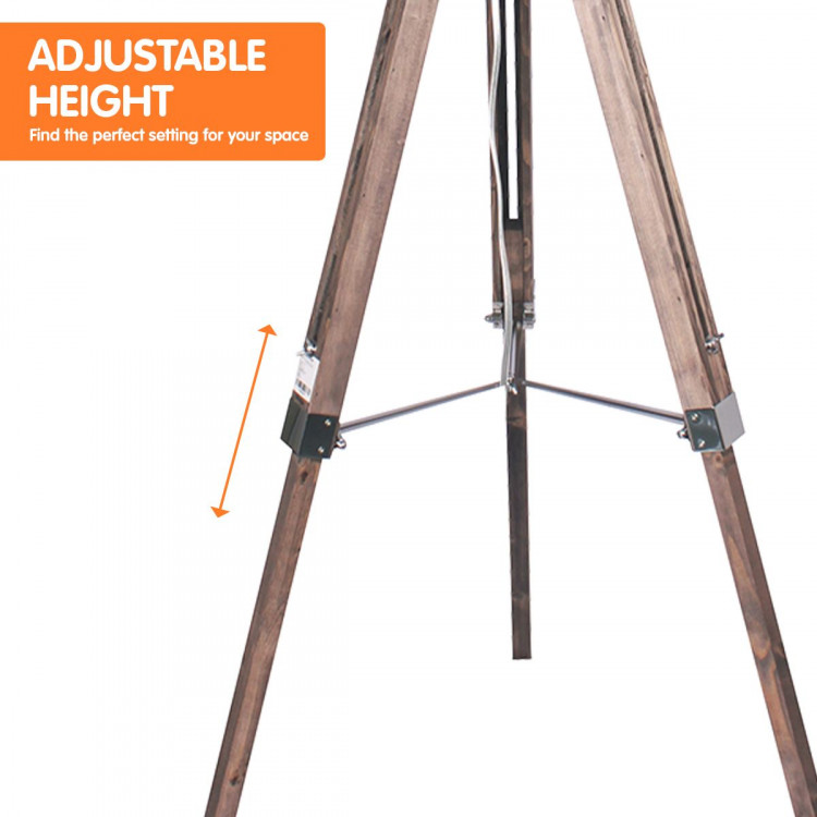 Timber Tripod Floor Lamp Shade Adjustable Height Linen Taper Fabric image 5