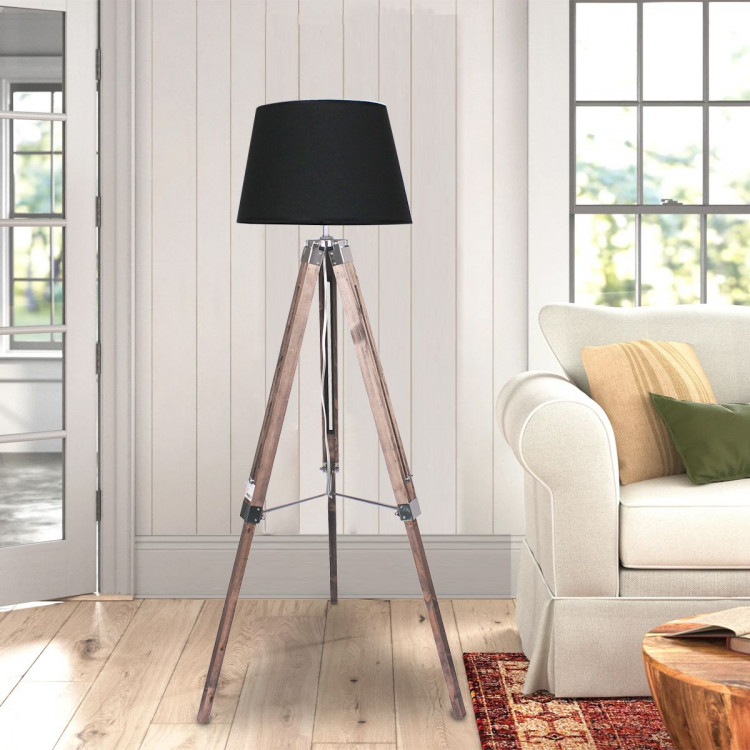 Timber Tripod Floor Lamp Shade Adjustable Height Linen Taper Fabric image 7
