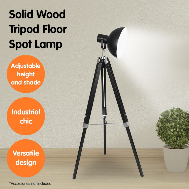 Sarantino Tripod Floor Spot Lamp Reading Light Adjustable Height Metal Black image 8