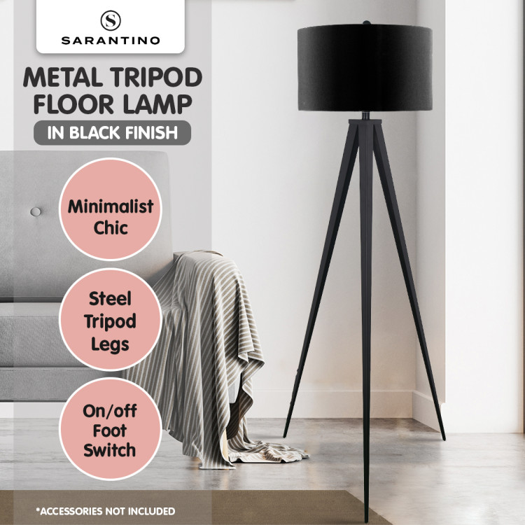 Sarantino Minimalist Modern Tripod Floor Lamp Black image 4