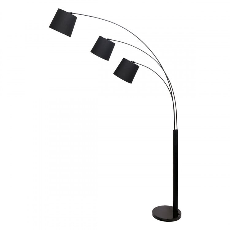 Sarantino 3-Light Arc Floor Lamp Adjustable Black Taper Shades