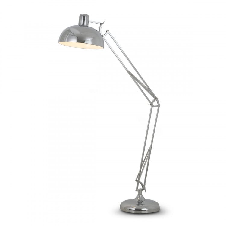 Sarantino Metal Architect Floor Lamp Shade Adjustable Height - Chrome image 2