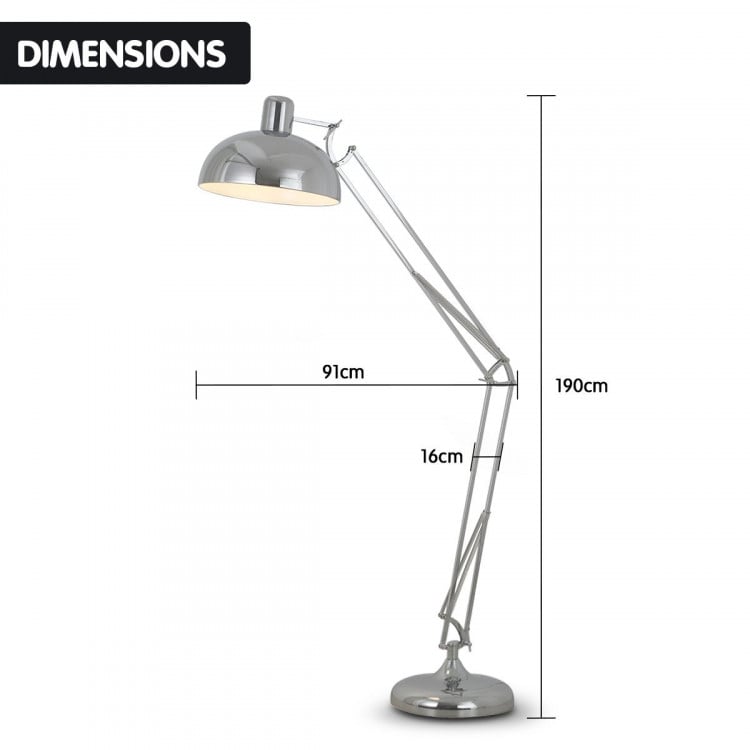 Sarantino Metal Architect Floor Lamp Shade Adjustable Height - Chrome image 3