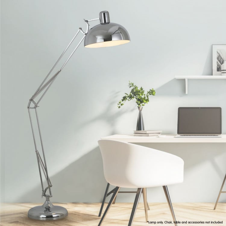Sarantino Metal Architect Floor Lamp Shade Adjustable Height - Chrome image 4