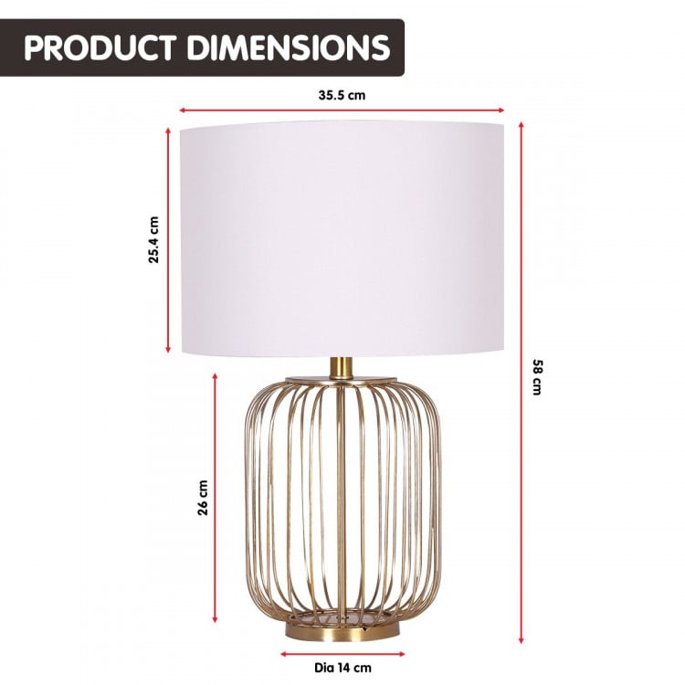 Sarantino Rose Gold Table Lamp with Linen Drum Shade image 3