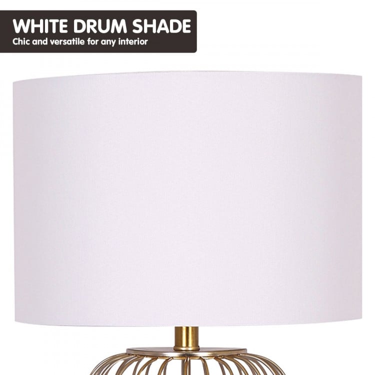 Sarantino Rose Gold Table Lamp with Linen Drum Shade image 6