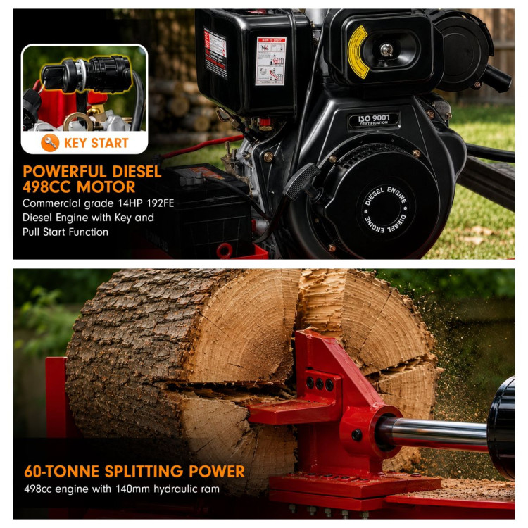 Yukon 60 Tonne Diesel Log Splitter with Hydraulic Lift 498cc Electric Key Start image 5