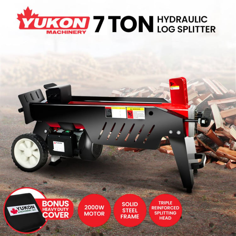 Yukon 7 Tonne 2000W Electric Hydraulic Log Splitter Wood Cutter w/ Side Protectors image 12