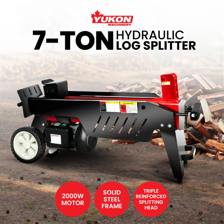 Yukon 7 Tonne 2000W Electric Hydraulic Log Splitter Wood Cutter w/ Side Protectors image 10
