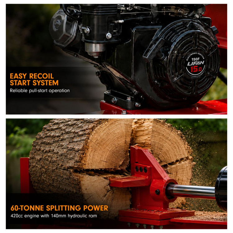 Yukon 60 Tonne Petrol Log Splitter with Hydraulic Lift 420cc image 5