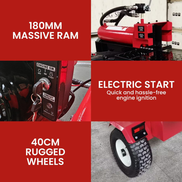 Yukon 75 Tonne Hydraulic Petrol 420cc Log Splitter Electric Key Start Vertical and Horizontal image 10
