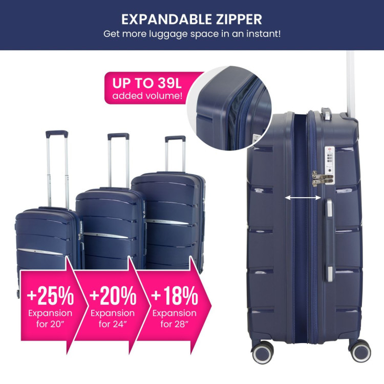 Olympus 3PC Eos Luggage Set Hard Shell Suitcase ABS+PC - Blue image 13