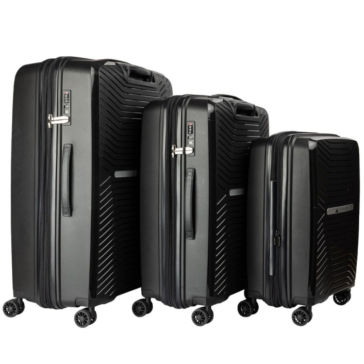 Olympus 3PC Astra Luggage Set Hard Shell Suitcase - Obsidian Black image 2