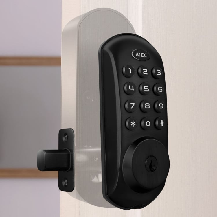 MEC Digital Motorised Smart Lock 20 User Codes Auto-Lock Backlit Keypad Matte Black image 6