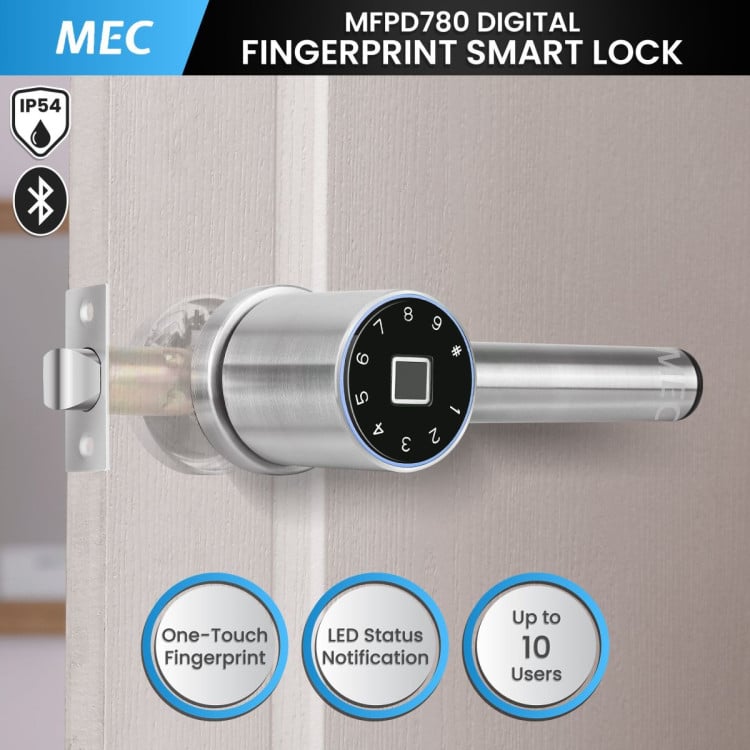 MEC Digital Fingerprint Smart Auto Lock with One-Touch Verification Anti-Panic Exit Bluetooth Access Keyless Entry image 8