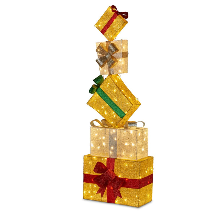 167cm Outdoor  Christmas Present Stack with Lights image 4