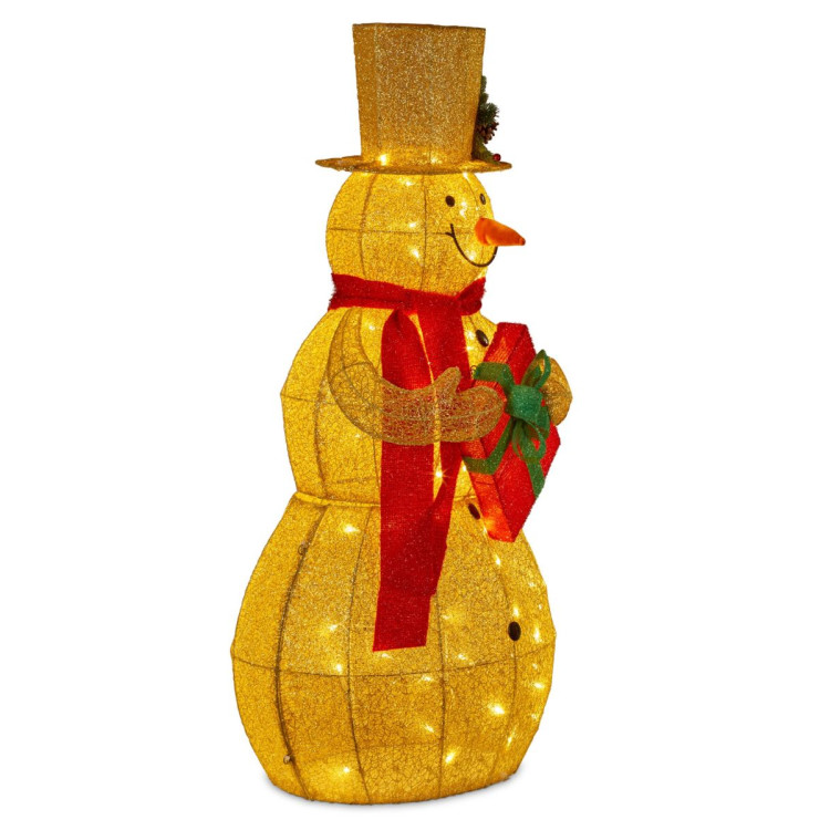 120cm Gold Outdoor Christmas Snowman with Lights image 3