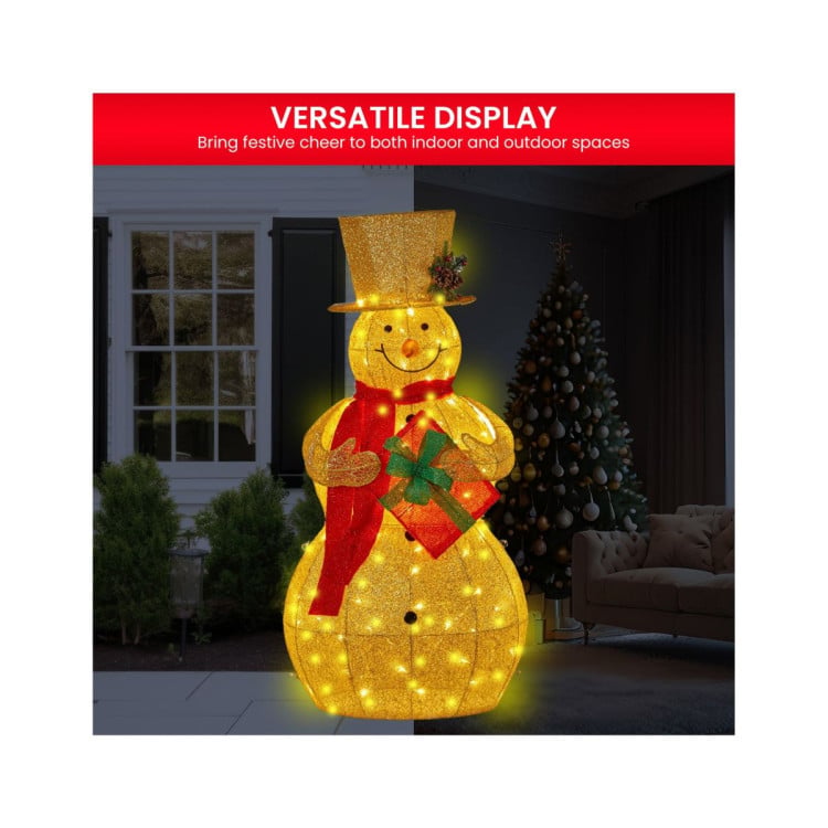 Christabelle 120cm Gold Outdoor Christmas Snowman with Lights image 7