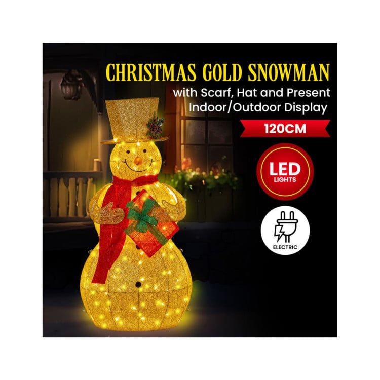 Christabelle 120cm Gold Outdoor Christmas Snowman with Lights image 9
