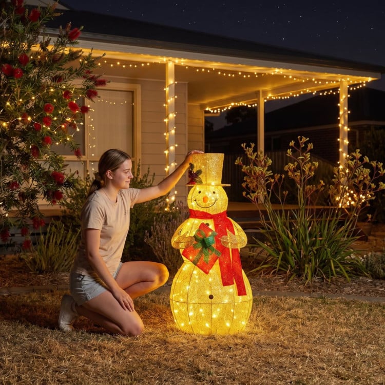Christabelle 120cm Gold Outdoor Christmas Snowman with Lights image 3