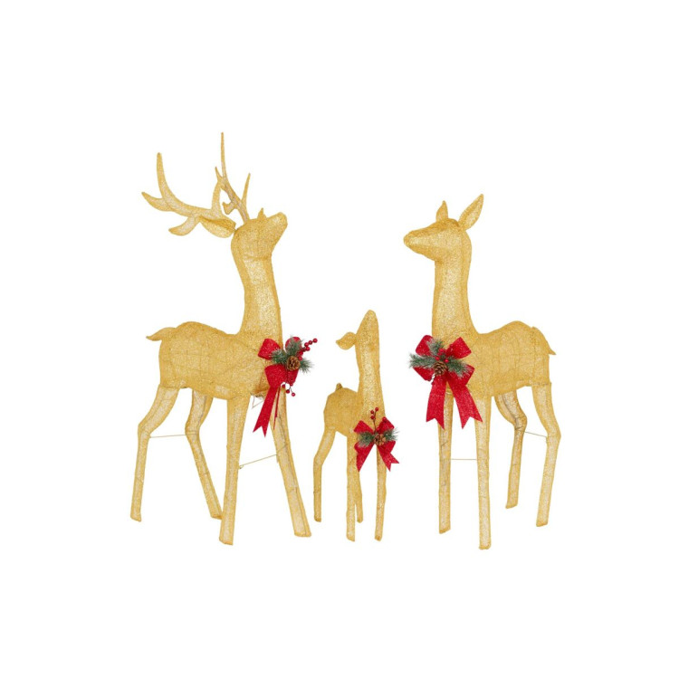Set of 3 Gold Mesh Outdoor Christmas Display Reindeer with Lights image 2
