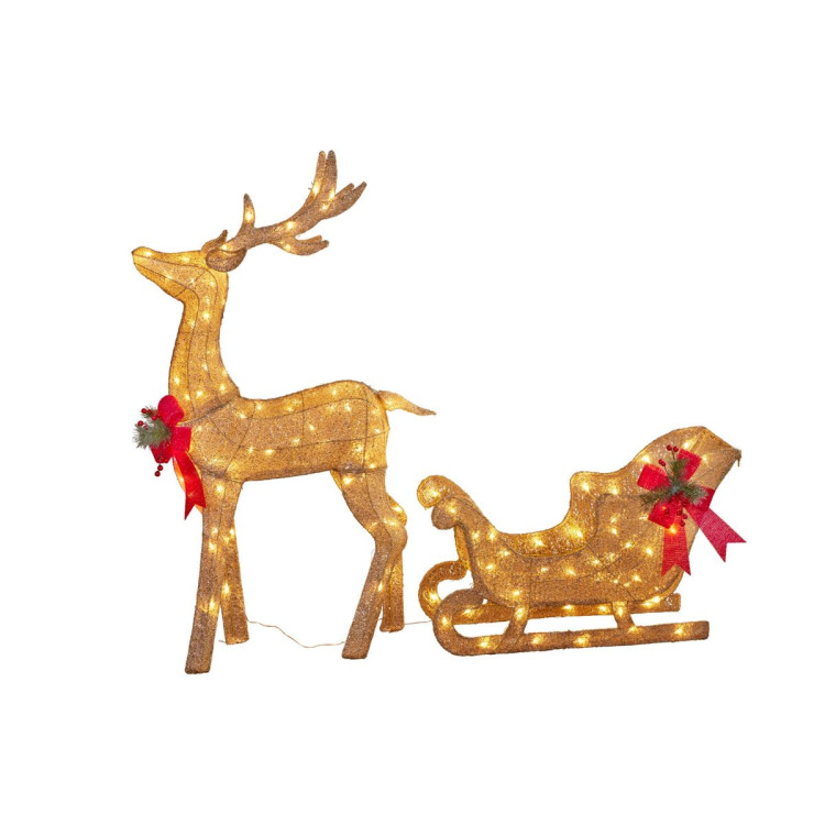 Christmas Sleigh & Reindeer Set with Lights Indoor/Outdoor 148cm image 3