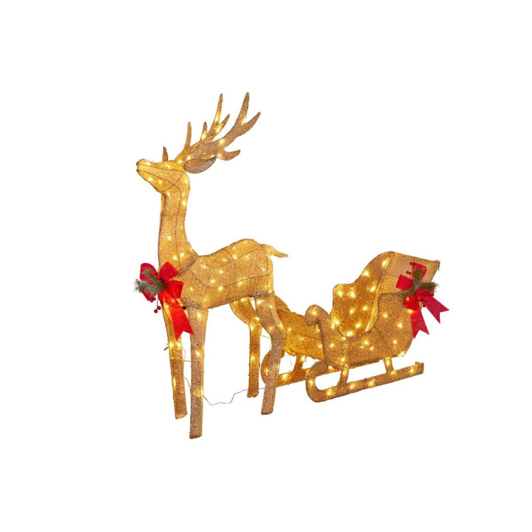 Christmas Sleigh & Reindeer Set with Lights Indoor/Outdoor 148cm