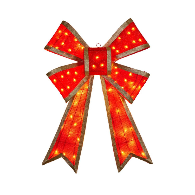 Christmas Bow Display with Lights- Red Indoor/Outdoor 110cm