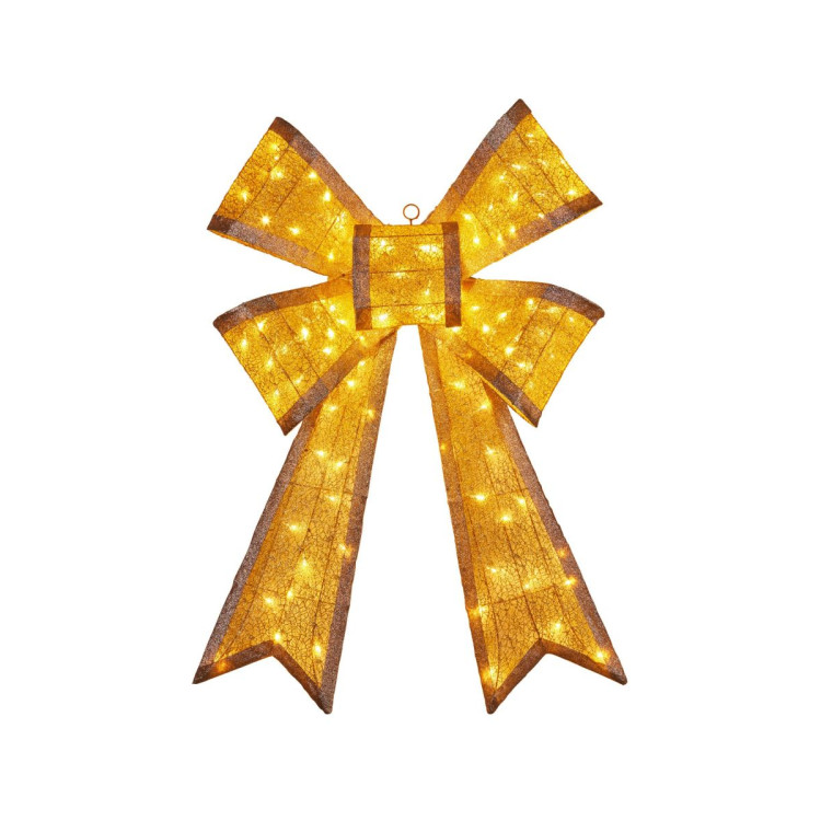 Christmas Bow Display with Lights- Gold Indoor/Outdoor 110cm image 2
