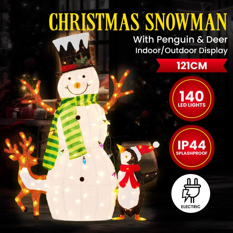 Christmas Snowman Display with Lights and Animals - 121cm image 4