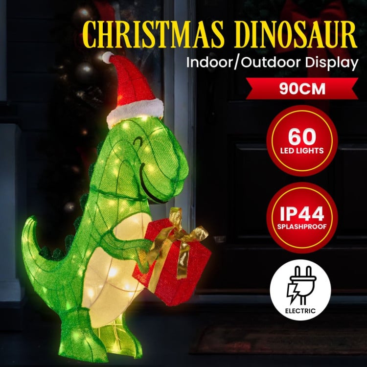Christmas Dinosaur Display with Lights - 90cm image 4