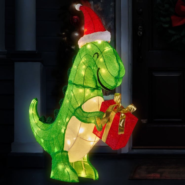 Christmas Dinosaur Display with Lights - 90cm image 3