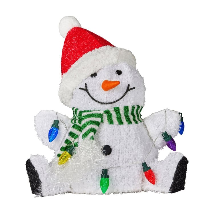 Christabelle 40cm Light Up Sitting Snowman Christmas Decoration with 35 Warm White LED Lights Festive Tabletop Decor image 5