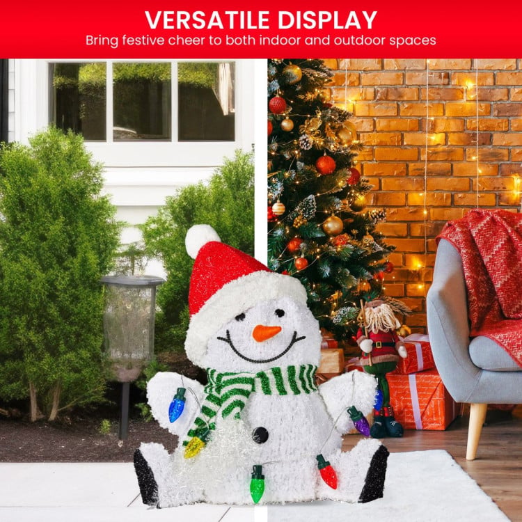 Christabelle 40cm Light Up Sitting Snowman Christmas Decoration with 35 Warm White LED Lights Festive Tabletop Decor image 8