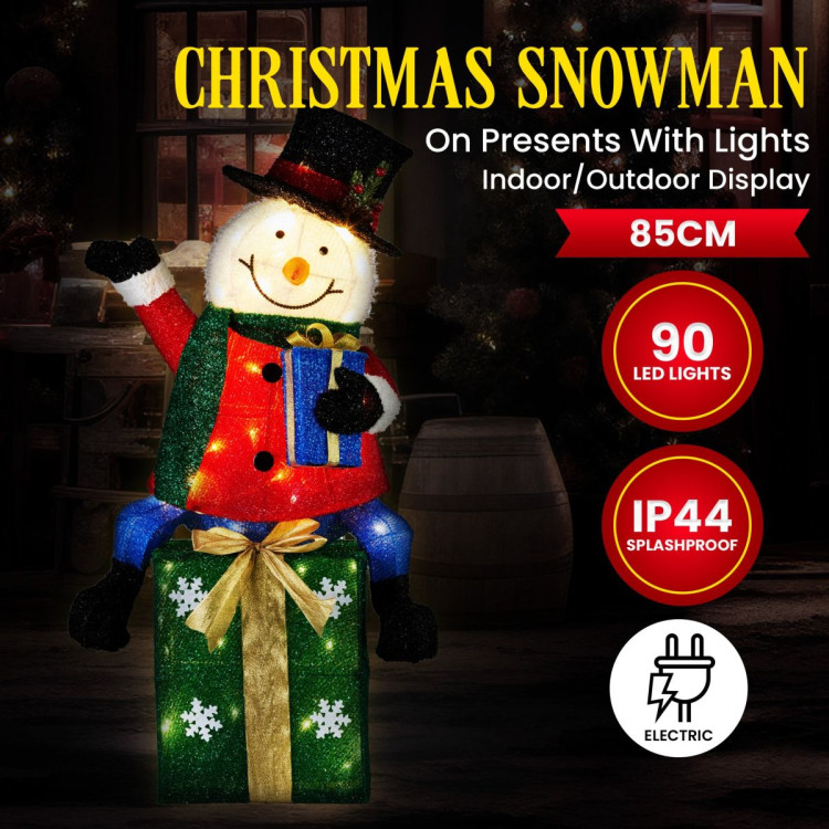 Christabelle 85cm Christmas Snowman On Presents Display with Lights image 4