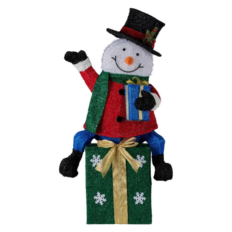 Christabelle 85cm Christmas Snowman On Presents Display with Lights image 3