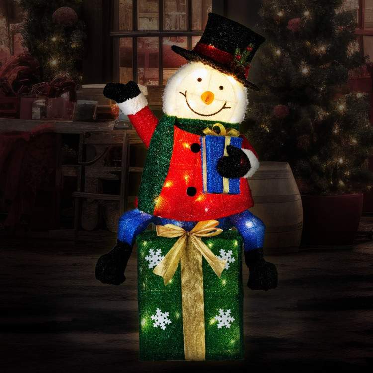 Christabelle 85cm Christmas Snowman On Presents Display with Lights image 8