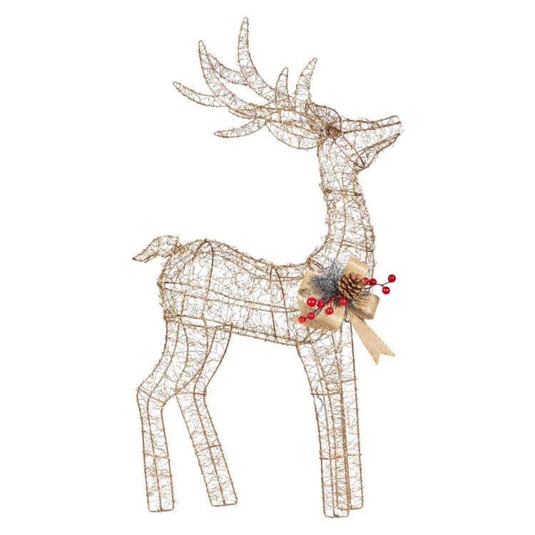 Christabelle Light Up Christmas Reindeer Display Indoor & Outdoor Decoration Warm White LED Lights Gold Bow Wire Frame image 4