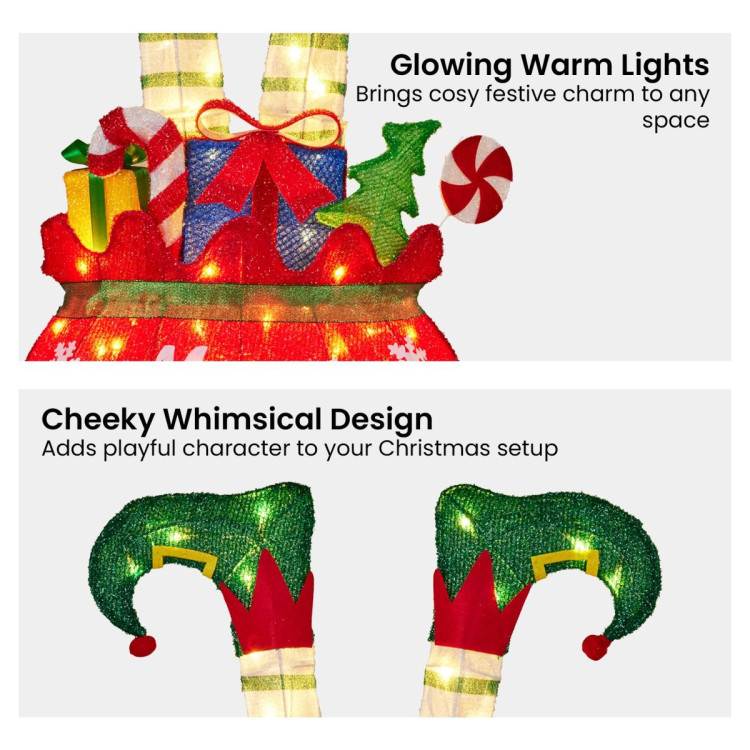 Christabelle Elf in Gift Sack Christmas Display Warm White LED Lights 86cm for Decoration w/Wire Frame Construction image 6