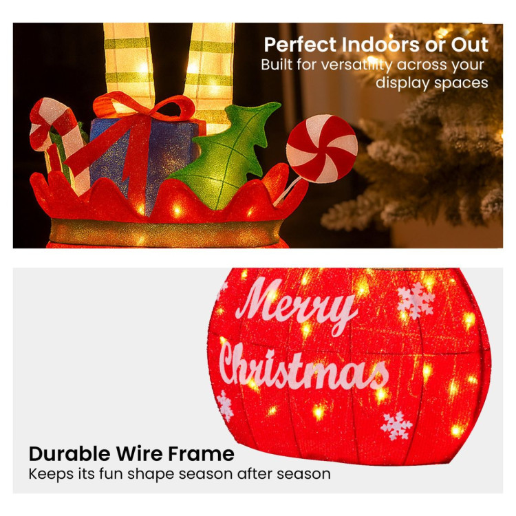 Christabelle Elf in Gift Sack Christmas Display Warm White LED Lights 86cm for Decoration w/Wire Frame Construction image 7