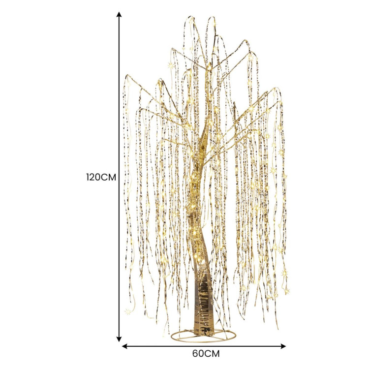 Christabelle Silver Willow Tree 120cm Christmas Display Warm White LED Lights Flexible Branches & Hanging Strands image 3